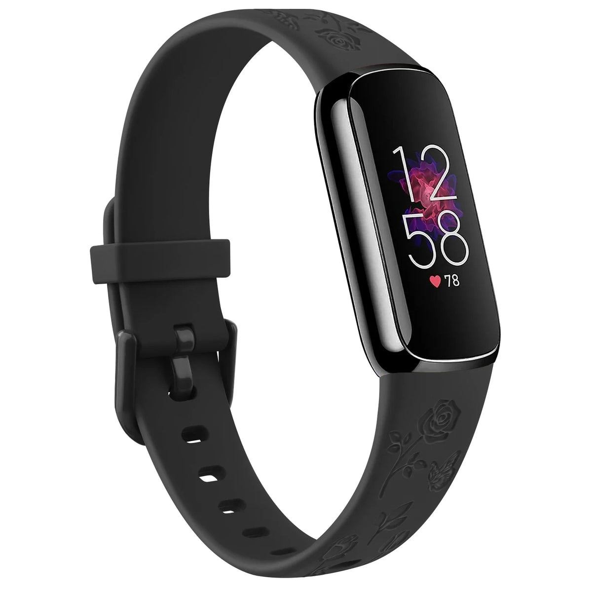 Fitbit Luxe Floral-Engraved TPU Band - Black