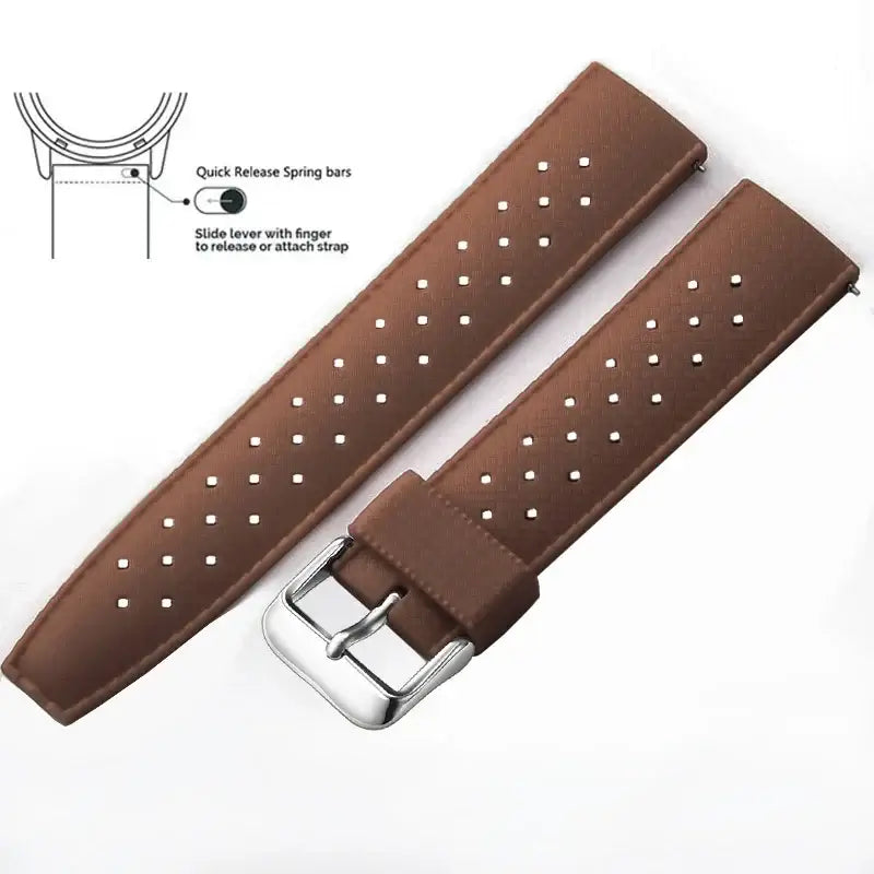 Tropic Silicone Band for Amazfit – Brown / Silver Buckle (Option 1)