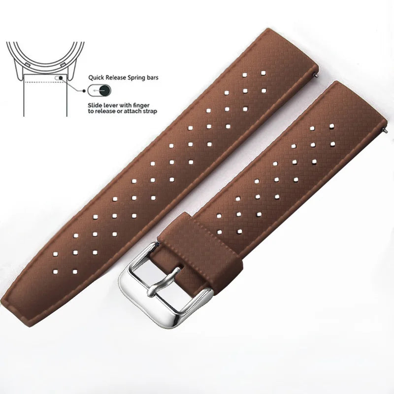 Tropic Silicone Band for Polar – Brown / Silver Buckle (Option 1)