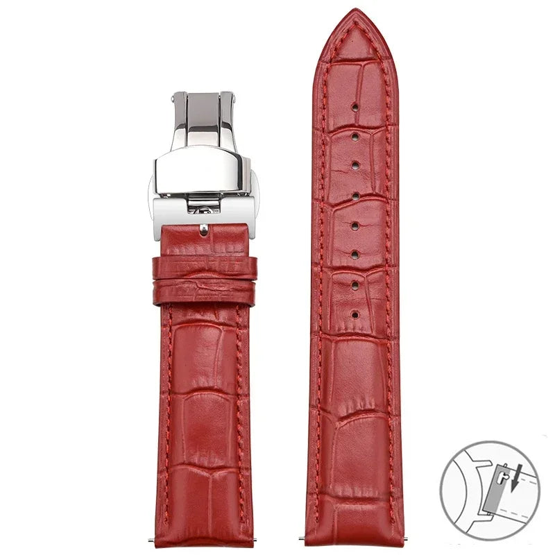 Garmin Croc-Embossed Leather Band in Red with Butterfly Clasp