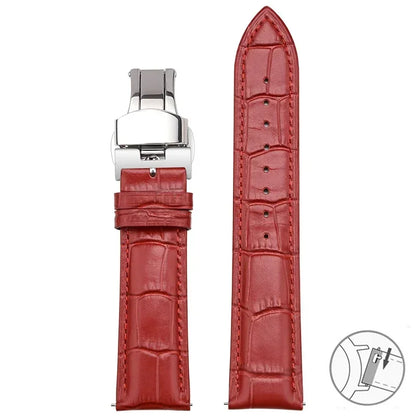 Garmin Croc-Embossed Leather Band in Red with Butterfly Clasp