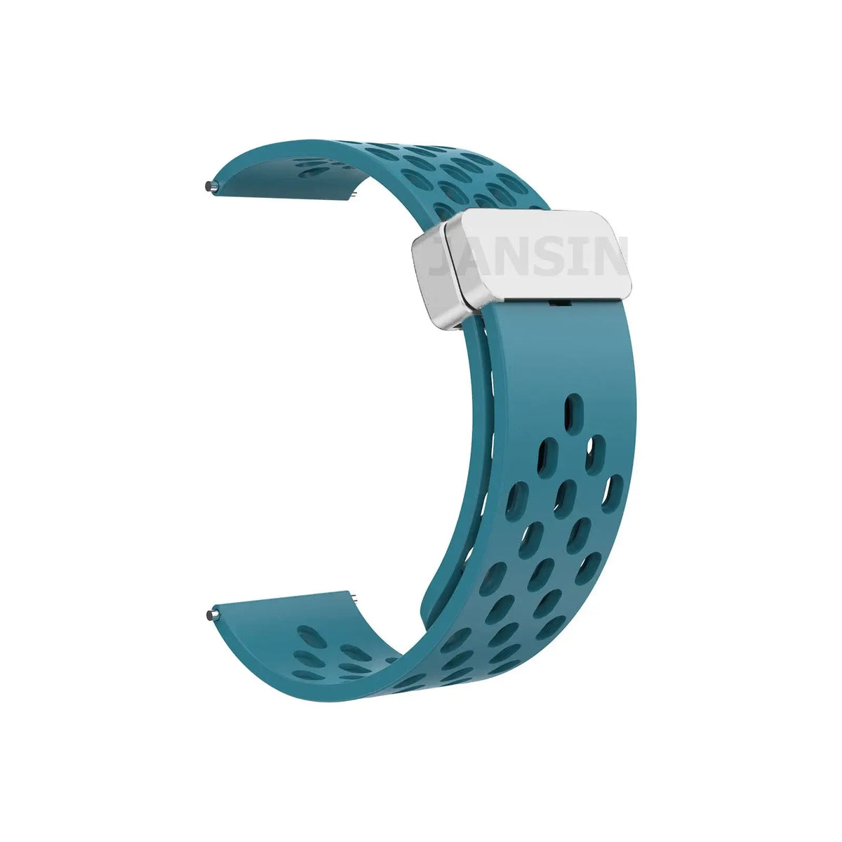 Amazfit Perforated Silicone Band with Magnetic Clasp - Teal Blue / Silver Clasp