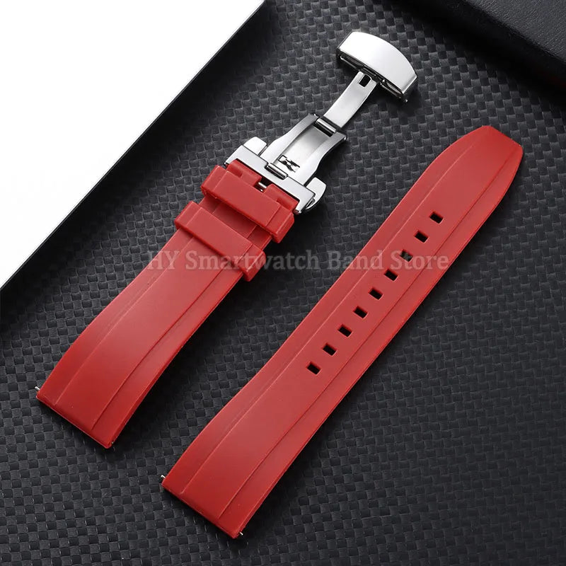 Garmin Silicone Butterfly Clasp Band in Red with Silver Clasp