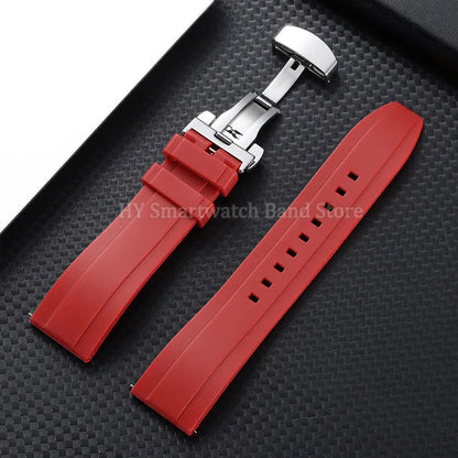 Garmin Silicone Butterfly Clasp Band in Red with Silver Clasp