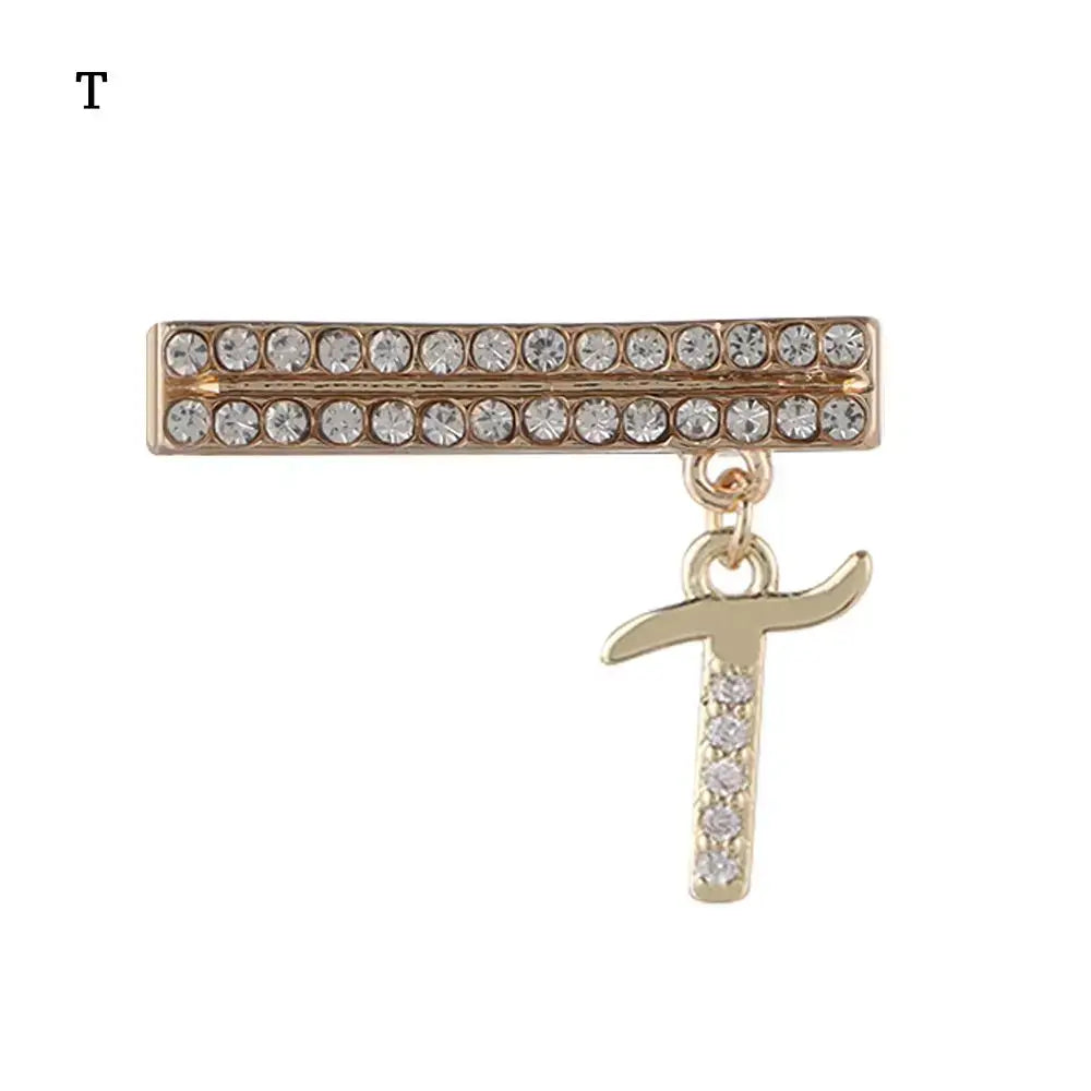 Decorative gold and crystal letter charm 'T' for Apple Watch band, adding elegance and style to your smartwatch.