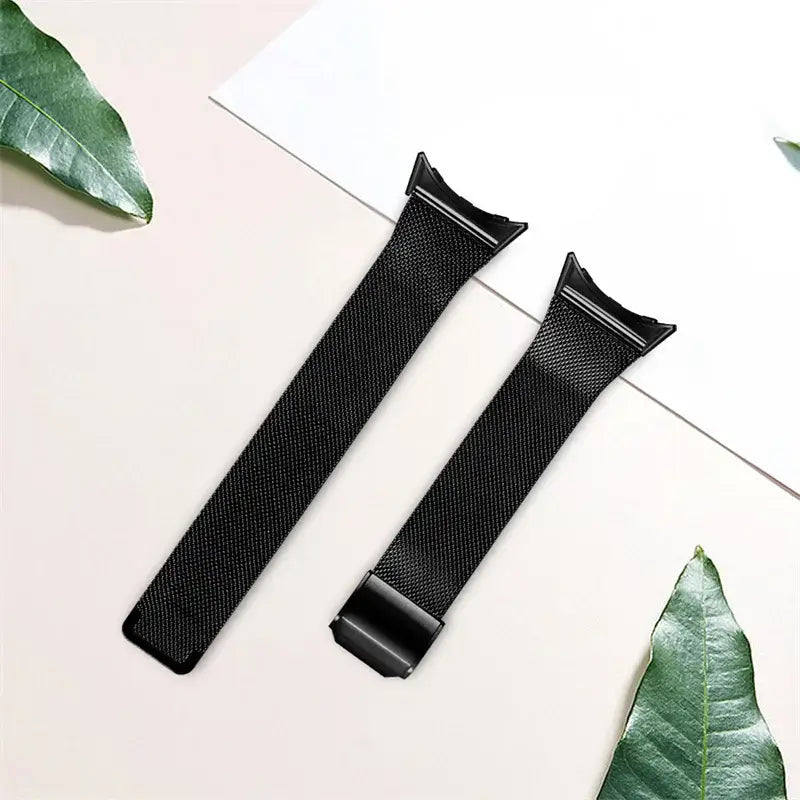 Black mesh strap laid flat