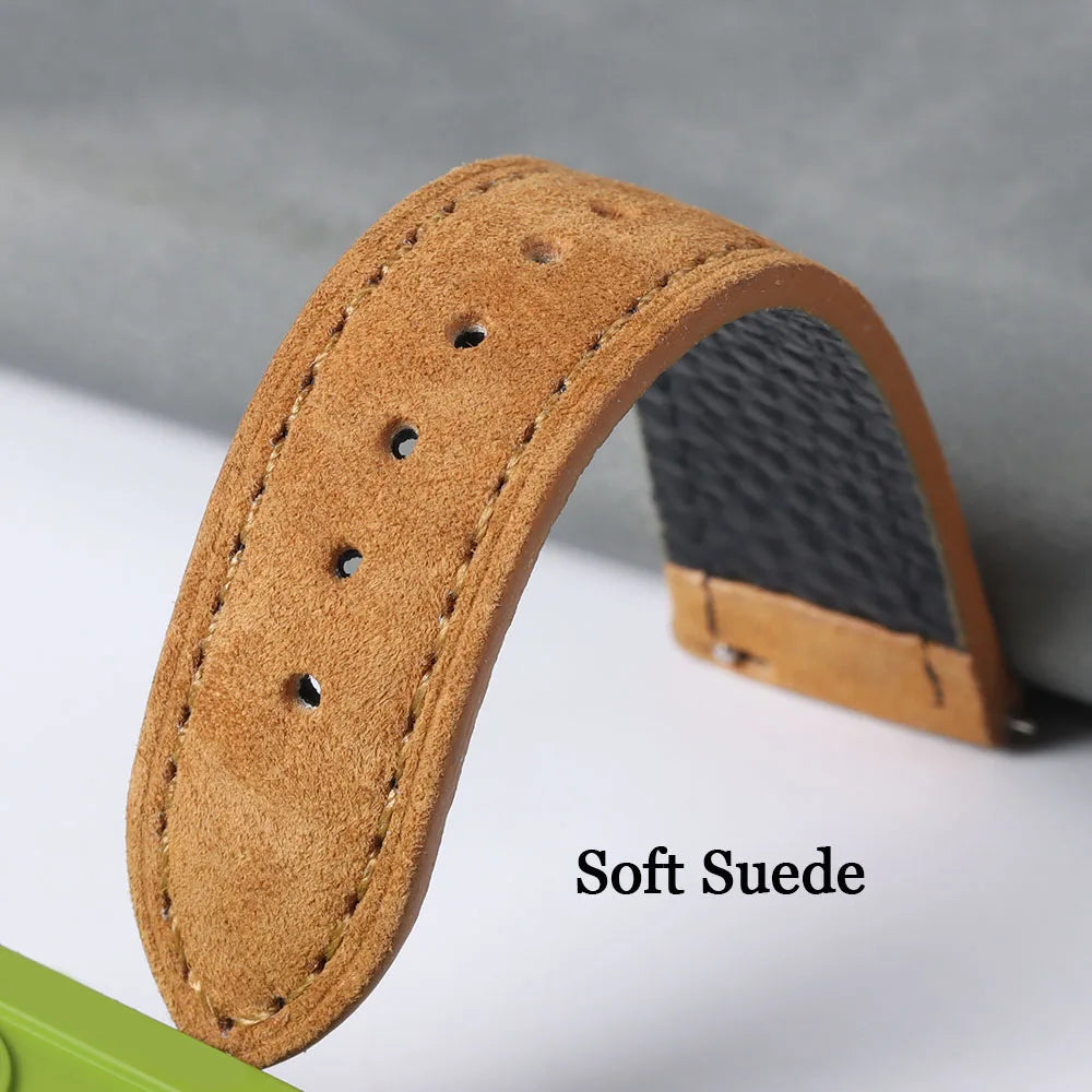 Tan suede leather texture and stitching for COROS – BandsCo Straps