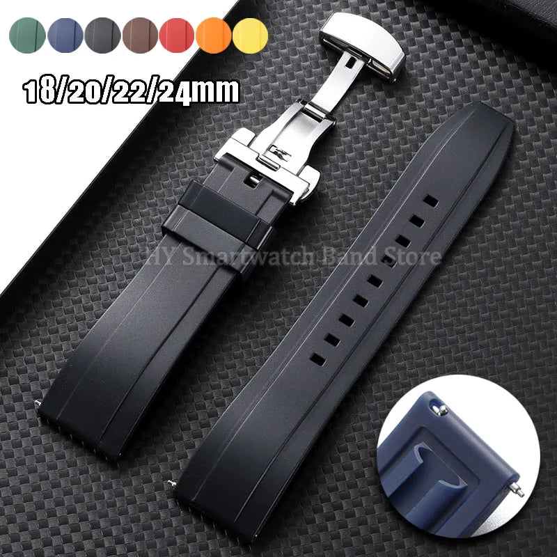 Garmin Silicone Butterfly Clasp Band in black with color options