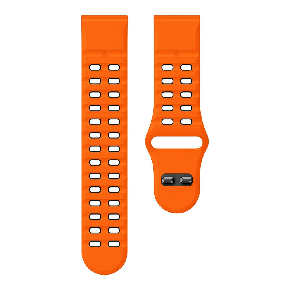 Orange / Black Garmin QuickFit 22/26mm Perforated Silicone Band with Tuck Closure