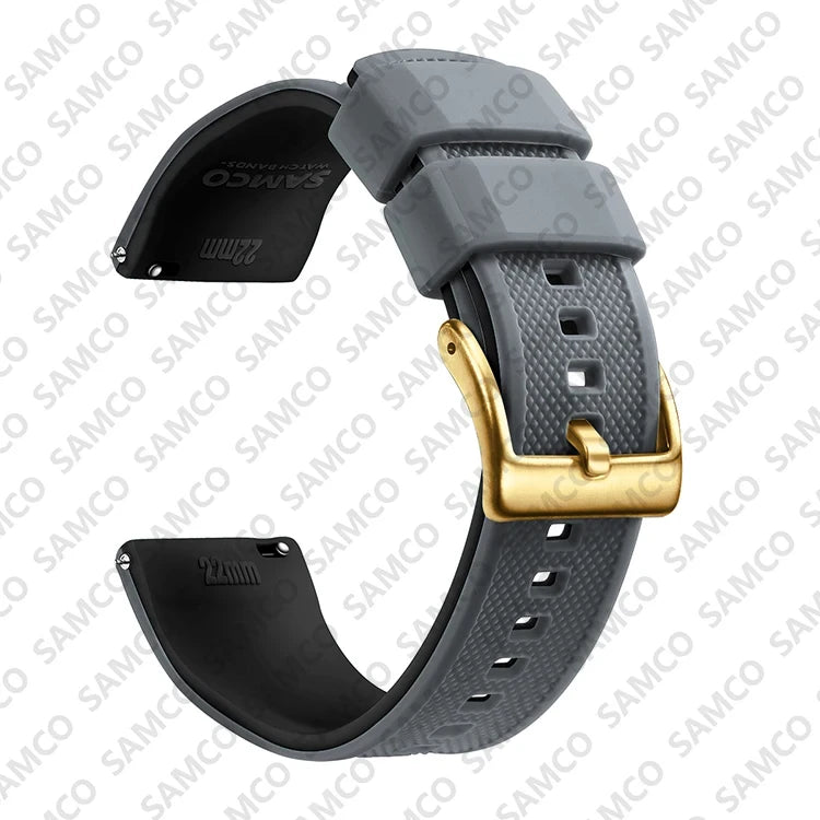 Motorola Moto Textured Silicone Band with Buckle Choices — Slate Gray / Black / Gold Buckle