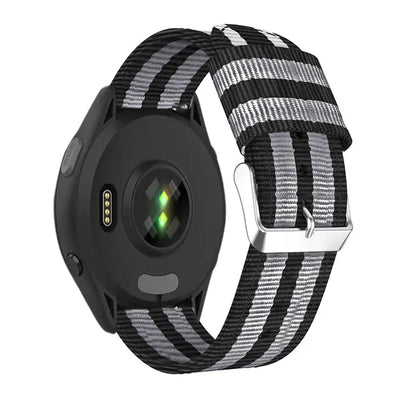 Black / Gray Garmin 20/22mm Quick Release Striped Canvas Nylon Band