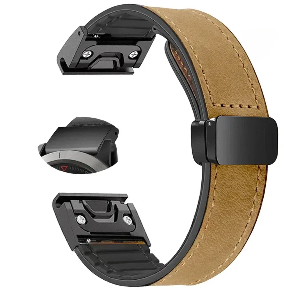 Garmin QuickFit Magnetic Leather Band in Tan - Style 1