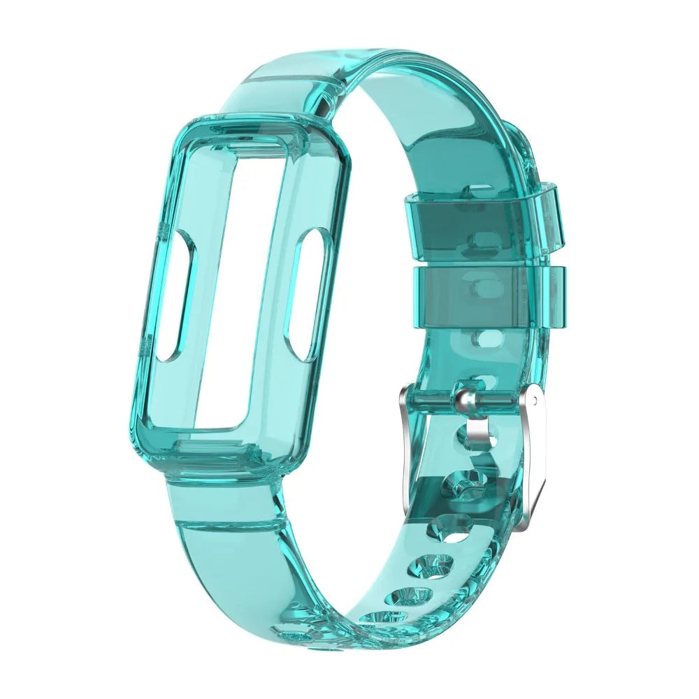 Clear Teal Fitbit Inspire, Luxe and Ace Clear Band with Built-In Case