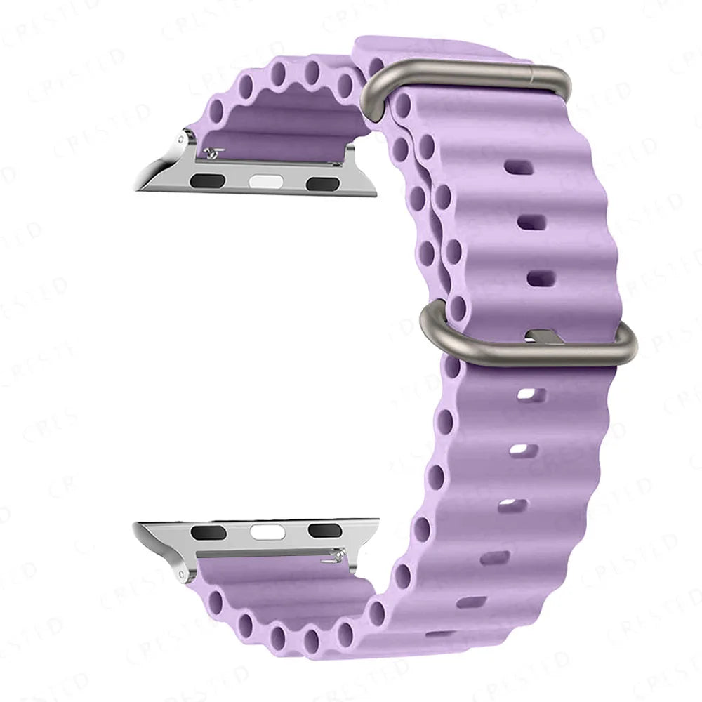 Ribbed Silicone Apple Watch Band - Solid & Two-Tone in Lavender