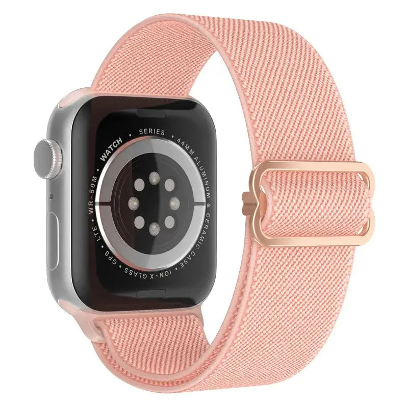 Soft Pink adjustable stretch nylon Apple Watch band