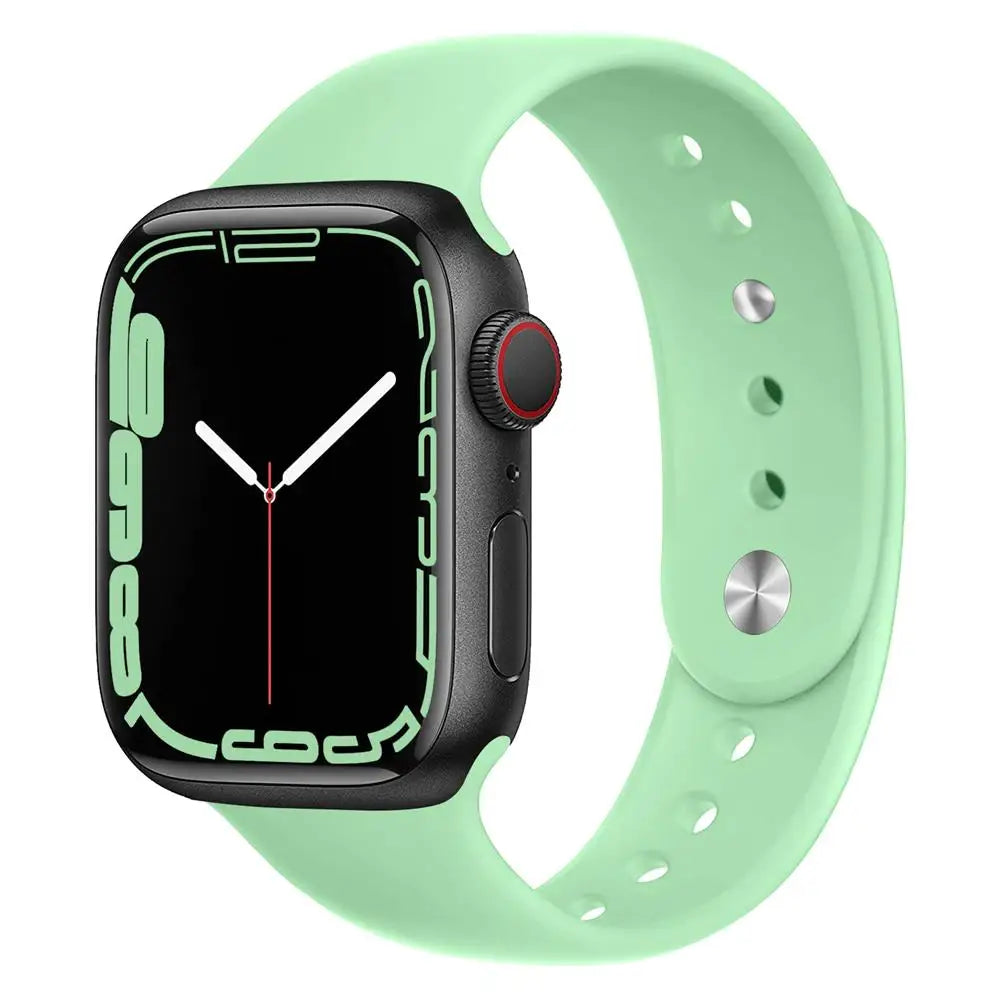 Double-Pin Silicone Apple Watch Sport Band in Mint Green