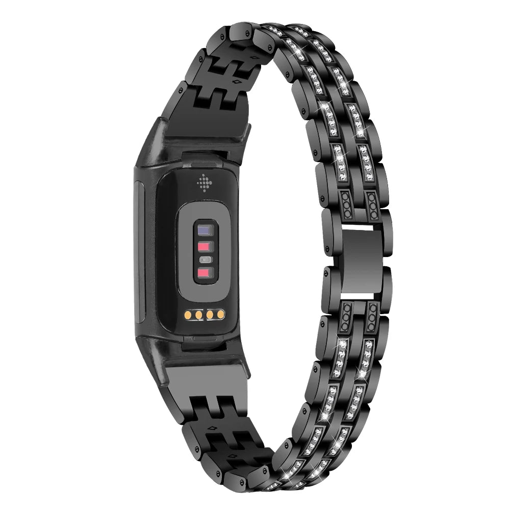 Fitbit Charge Rhinestone Triple-Row Metal Band - Black