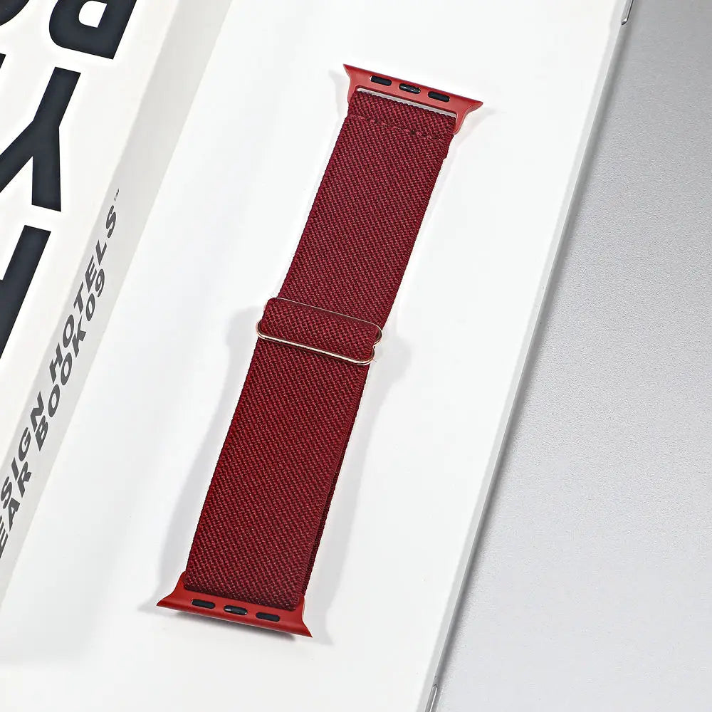 Stretch Nylon Apple Watch Loop - Solid & Patterned in Burgundy