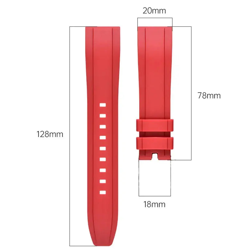 Raised-center silicone band dimension diagram for compatible Huawei watches