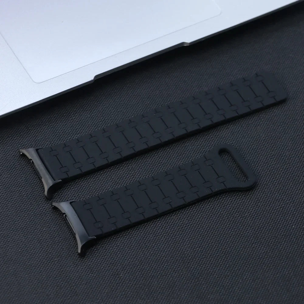 Samsung Galaxy Silicone Link Watch Band – Magnetic for Ultra/Ultra2/Watch8/Watch8 Classic/Watch9 in B-black color.