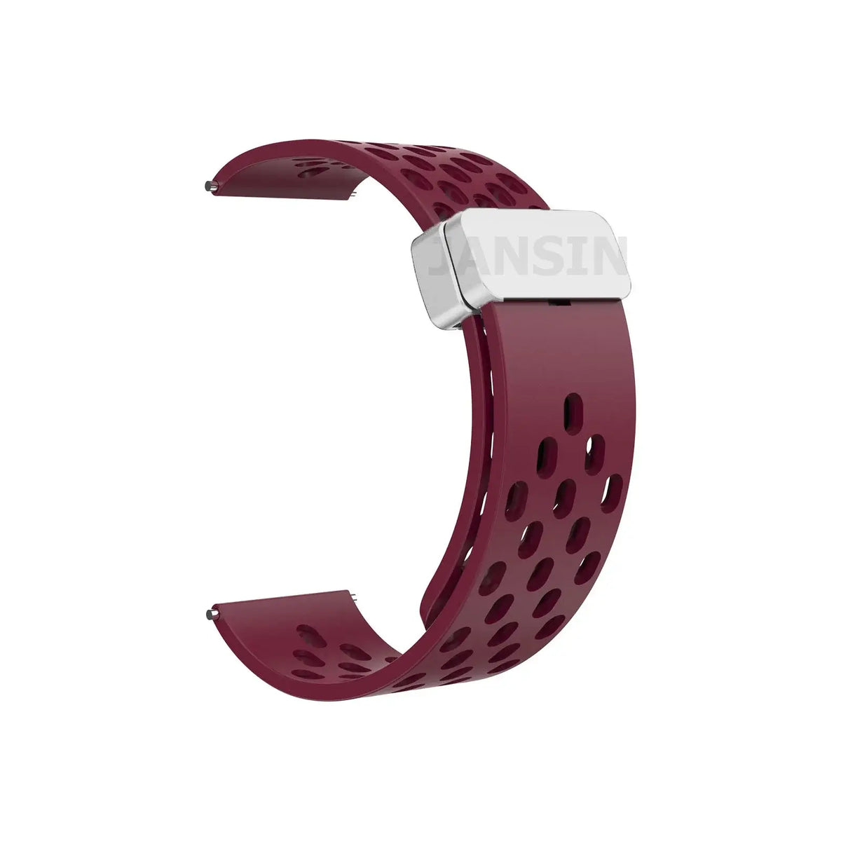 Amazfit Perforated Silicone Band with Magnetic Clasp - Wine Red / Silver Clasp
