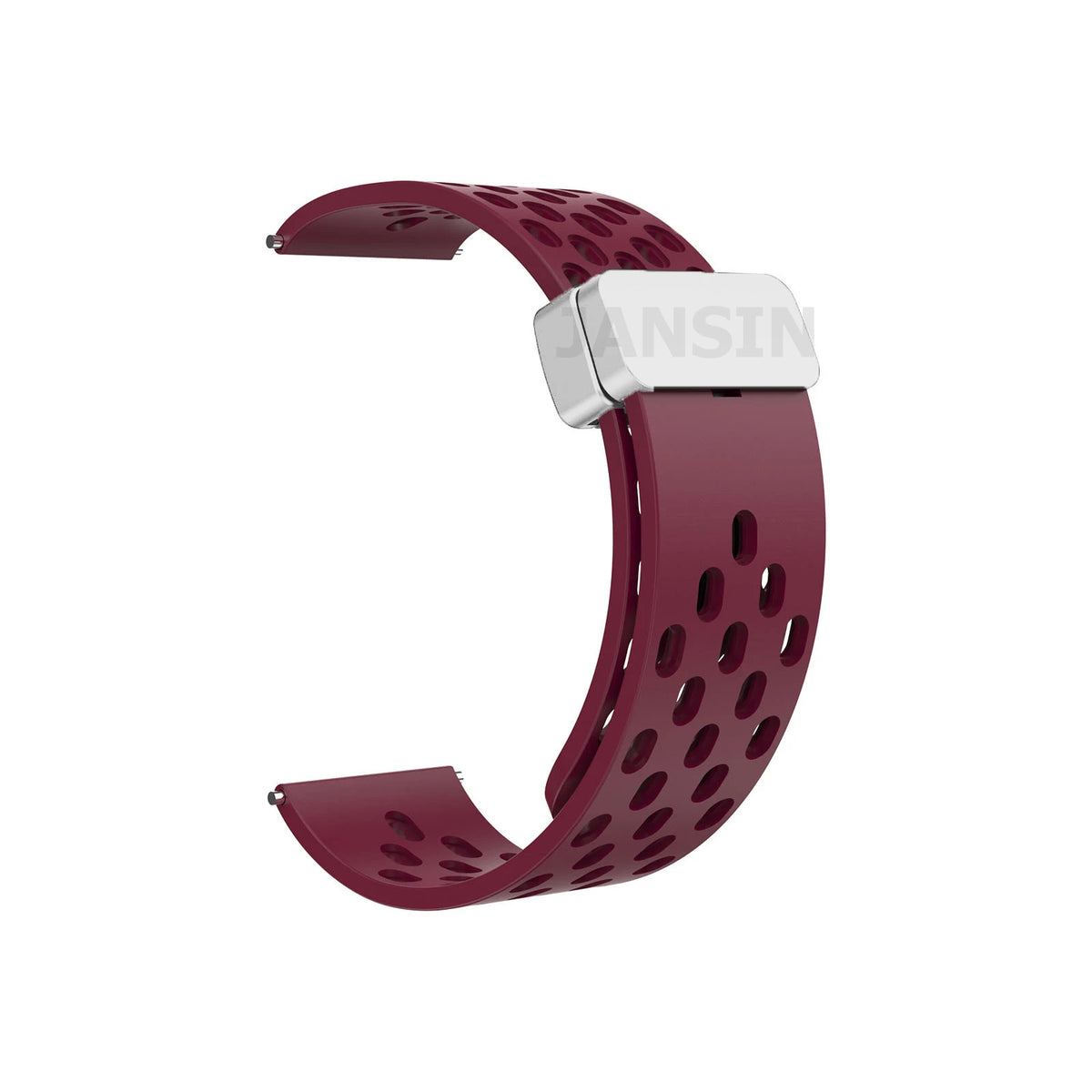 OnePlus Smartwatch Bands Silicone Magnetic Loop Strap Replacement in maroon with breathable holes.