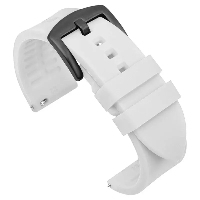 Smooth Silicone Band with Textured Underside in White / Black Buckle for compatible Huawei watches