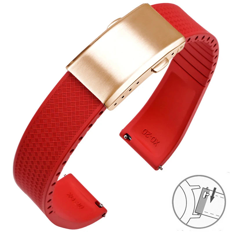Garmin FKM Rubber Band in Red with Rose Gold Clasp