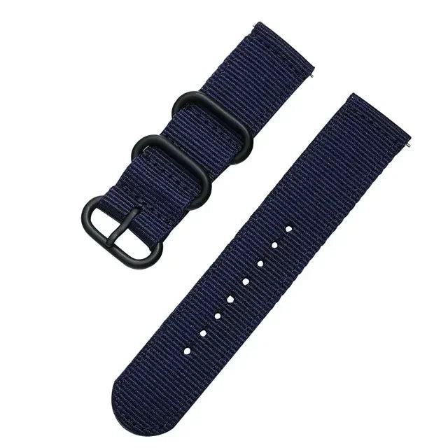OnePlus Watch Bands Nylon Fabric Sport Strap Replacement Wristband in navy blue color, showcasing a durable design.