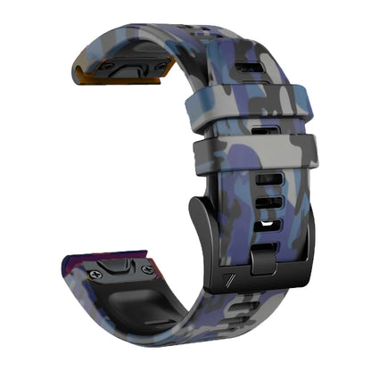 Blue / Purple Camo Garmin QuickFit 22/26mm Silicone Band, Camo and Solid Colors