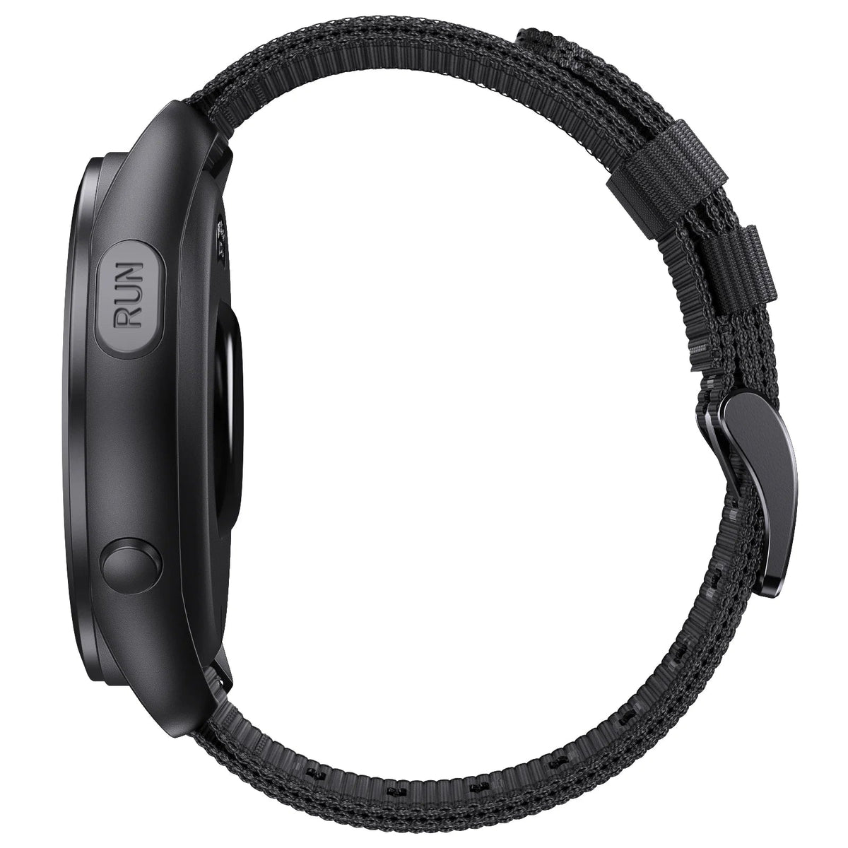 OnePlus Smartwatch Nylon Loop Band Replacement Strap Sport Bracelet side view showing black elastic fabric design.