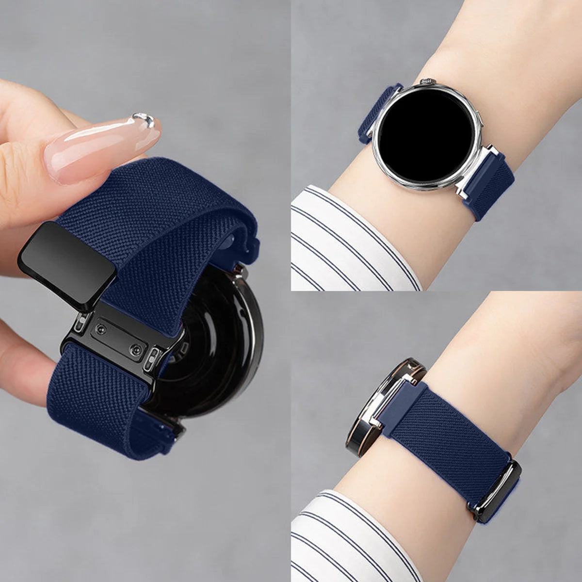Deep Blue Garmin 18/20/22mm Quick Release Woven Nylon Magnetic Band