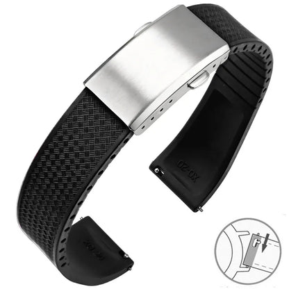 Garmin FKM Rubber Band in Black with Silver Clasp