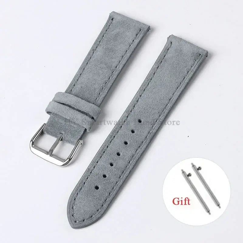 Amazfit Suede Leather Band with Buckle Options — Gray / Silver Buckle
