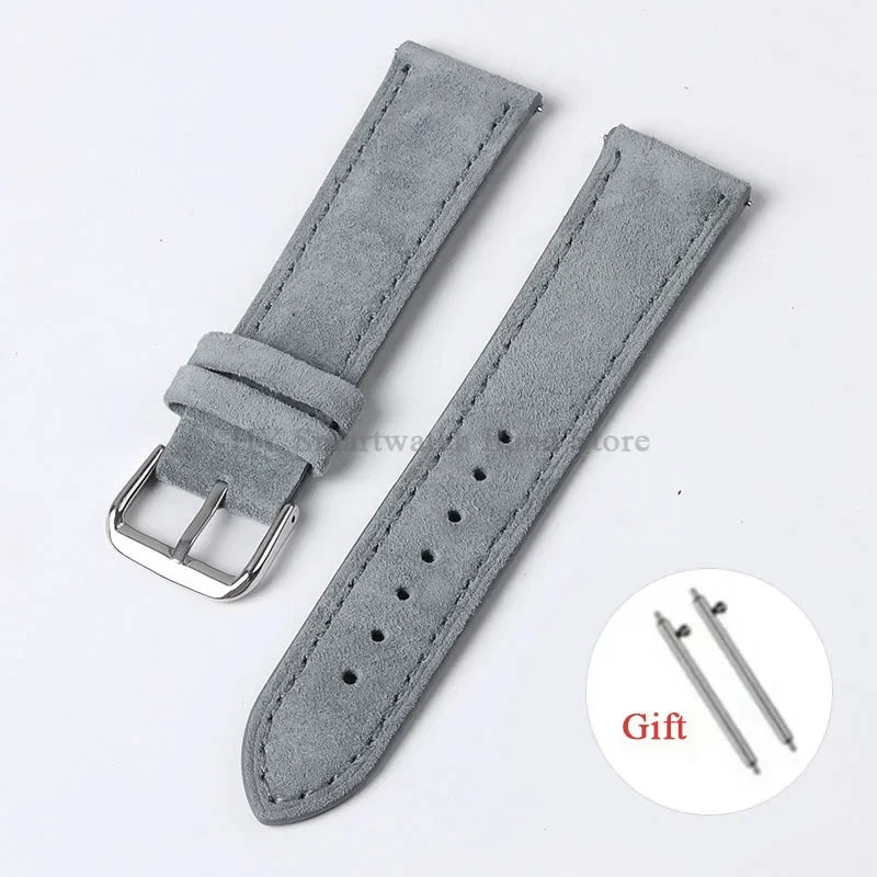 Motorola Moto Suede Leather Band with Buckle Options — Gray / Silver Buckle