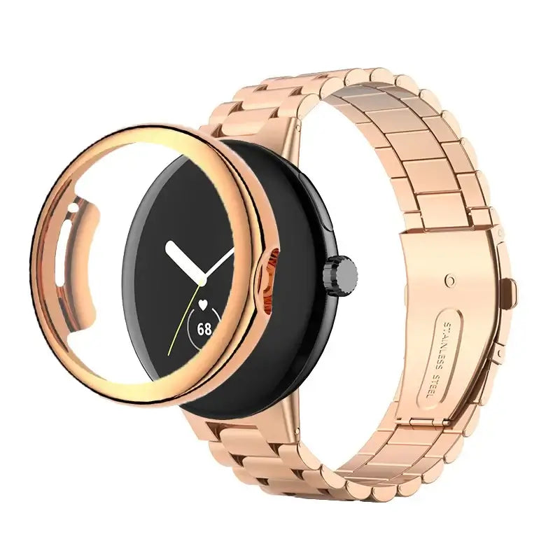 Google Pixel Watch Steel Band & Case - Link or Mesh in Link / Rose Gold