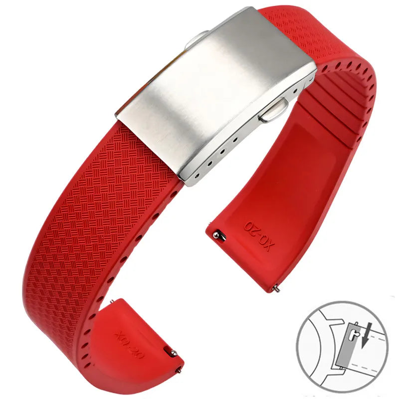 Garmin FKM Rubber Band in Red with Silver Clasp