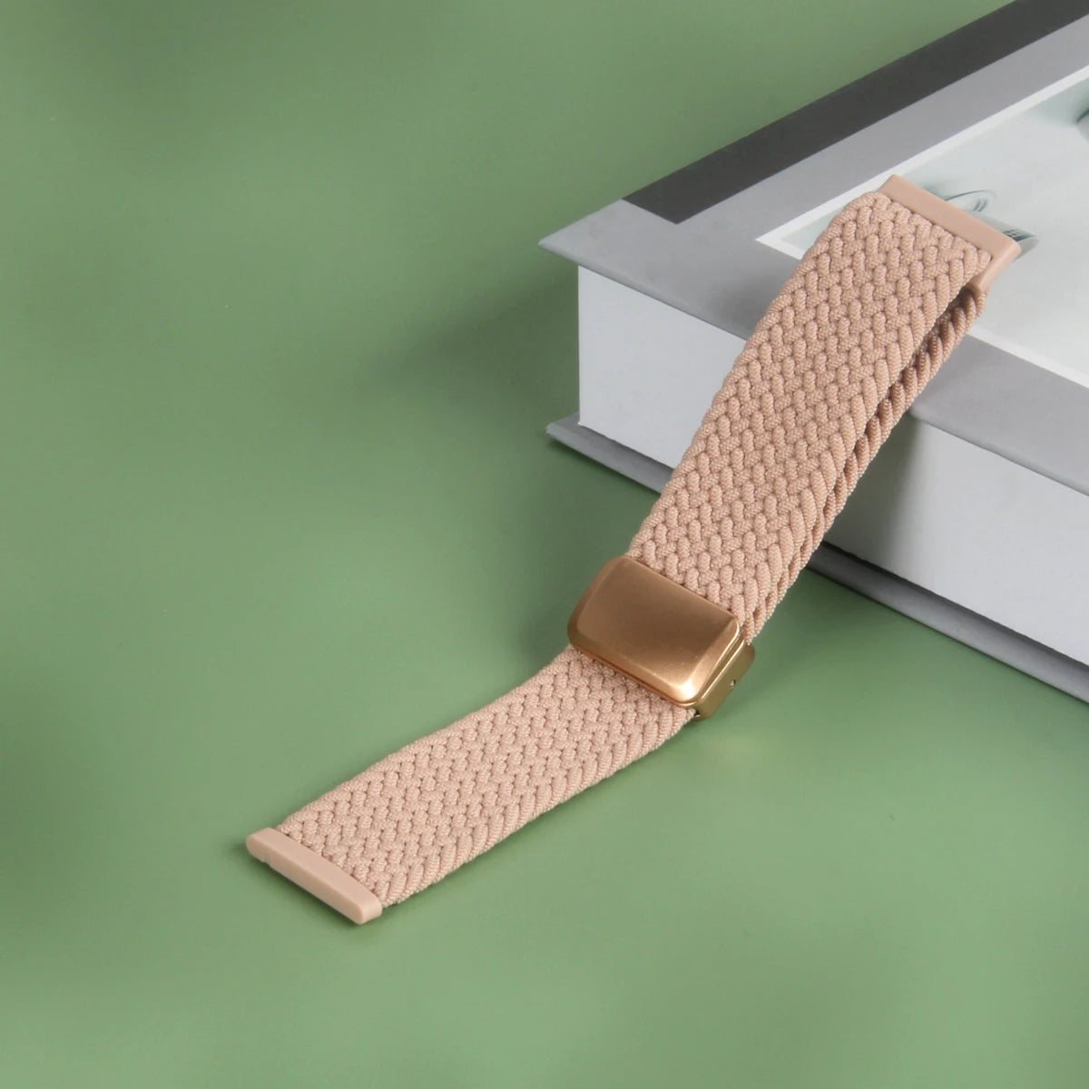 Blush Pink Fitbit Versa 4, 3, 2 and Sense 2 Braided Nylon Band, Magnetic Clasp