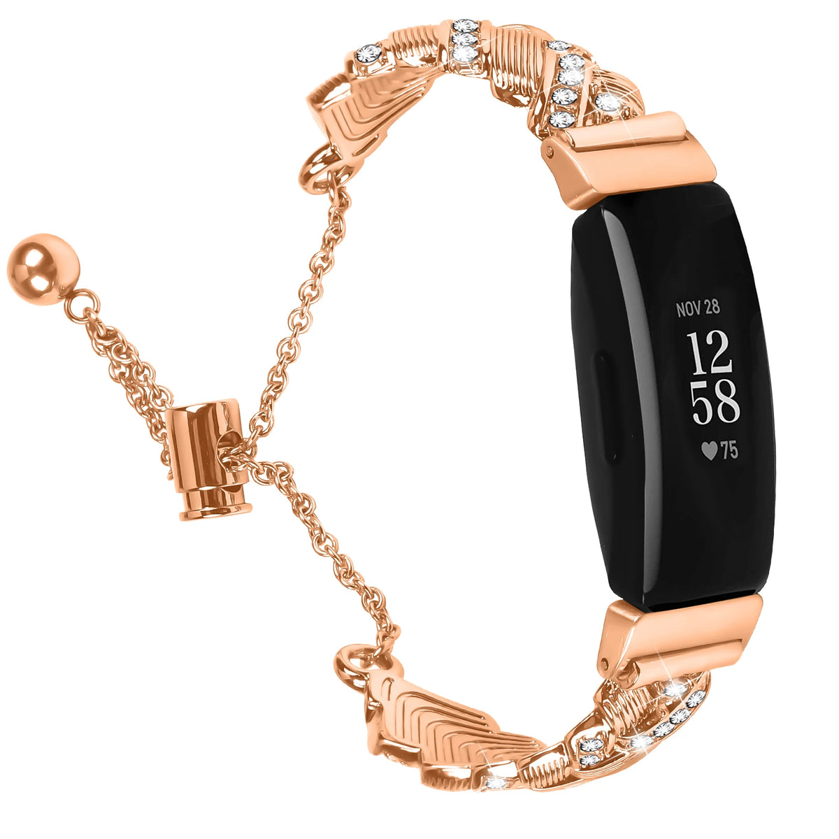 Rose Gold Fitbit Inspire 2, Inspire HR and Ace 3 Sparkling Chain Bracelet Band
