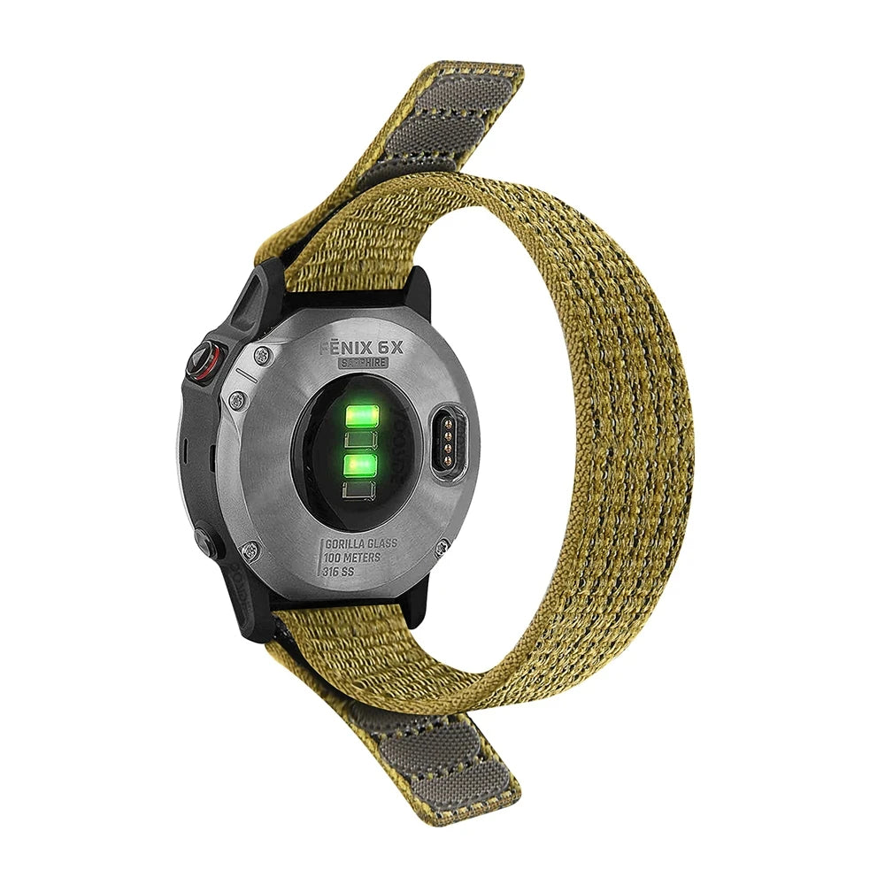 Yellow Garmin QuickFit 22/26mm Soft Nylon Hook-and-Loop Sport Band