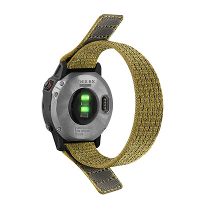 Yellow Garmin QuickFit 22/26mm Soft Nylon Hook-and-Loop Sport Band