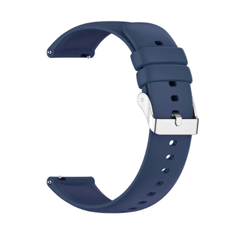 Motorola Moto Watch Bands Silicone Replacement Strap with Metal Buckle in navy blue color.