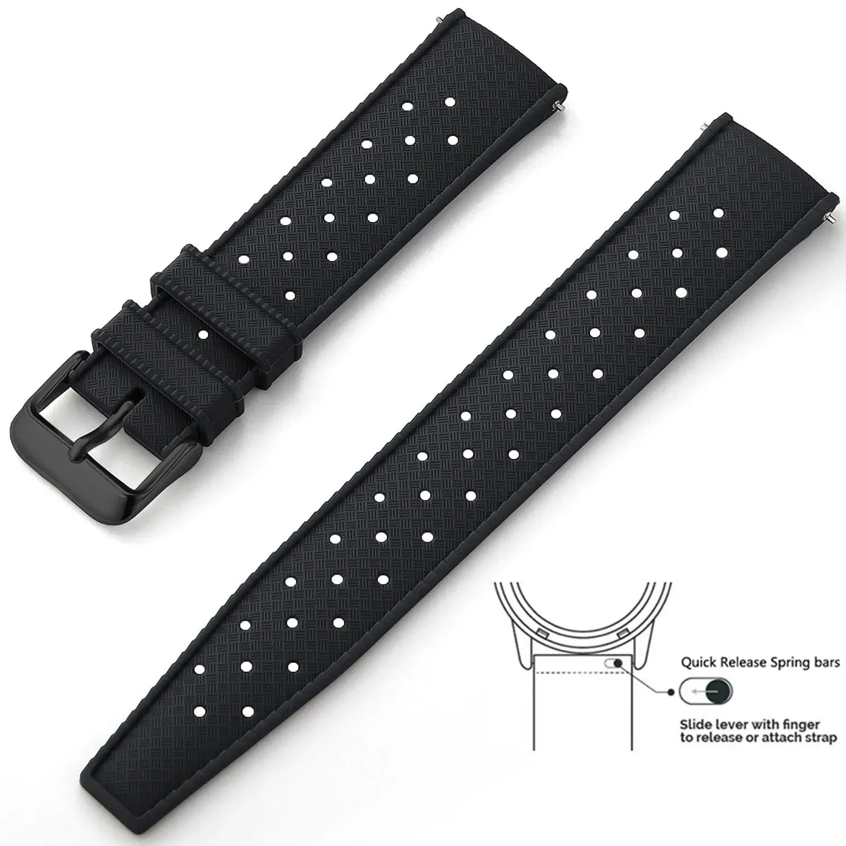 Tropic Silicone Band for Amazfit – Black / Black Buckle