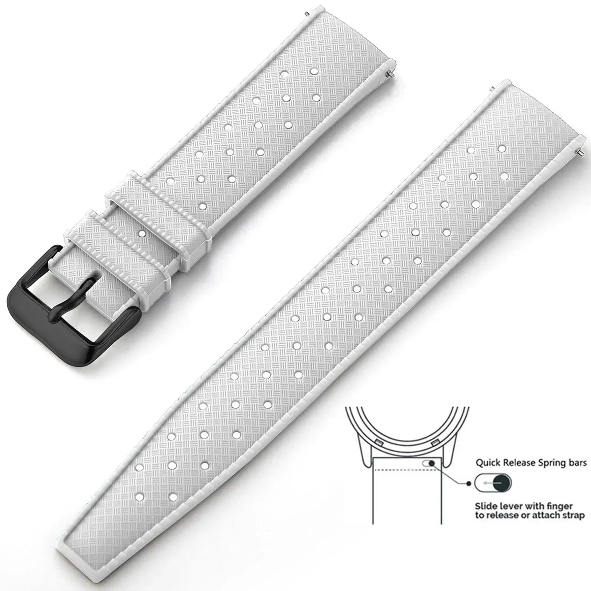 Tropic Silicone Band for Amazfit – White / Black Buckle