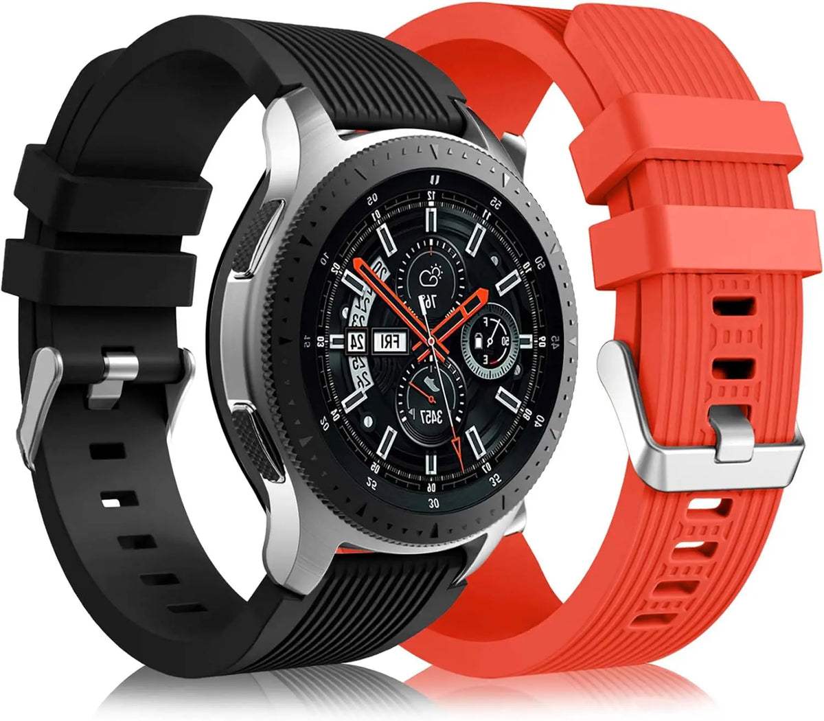 OnePlus Watch Silicone Band Replacement Strap Wristband Quick Release in black and red colors.