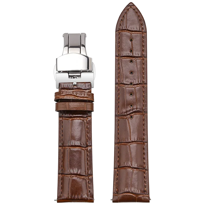 Garmin Croc-Embossed Leather Band with a butterfly clasp in dark brown