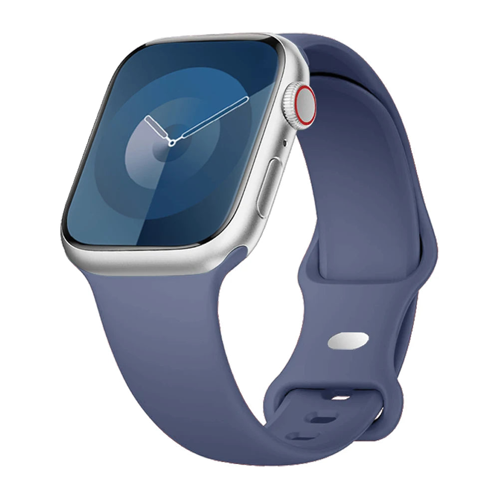 Smooth Silicone Apple Watch Sport Band with Pin Closure in Steel Blue