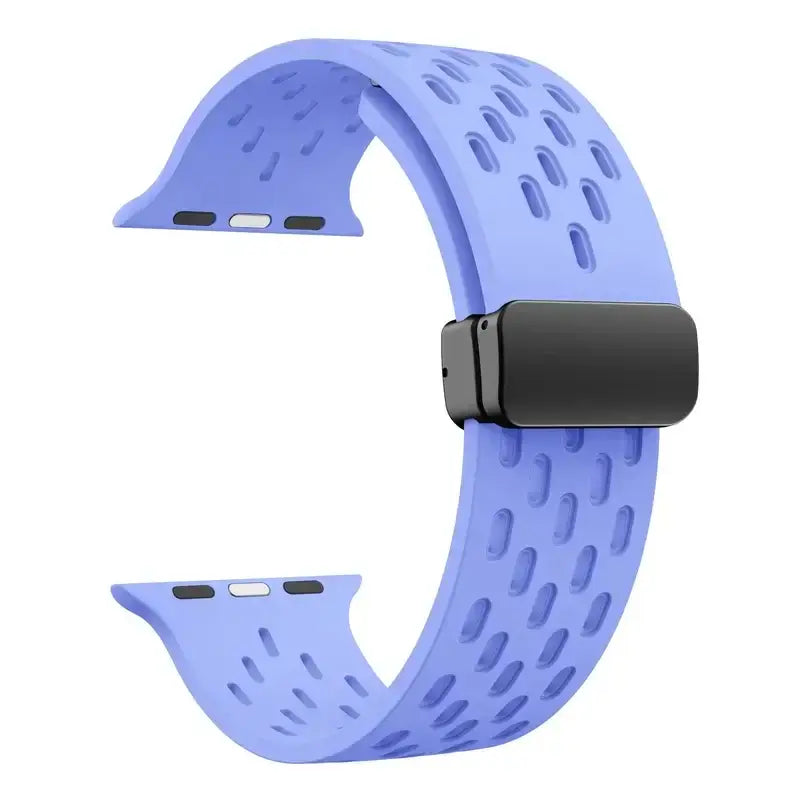 Periwinkle perforated silicone Apple Watch band with magnetic clasp