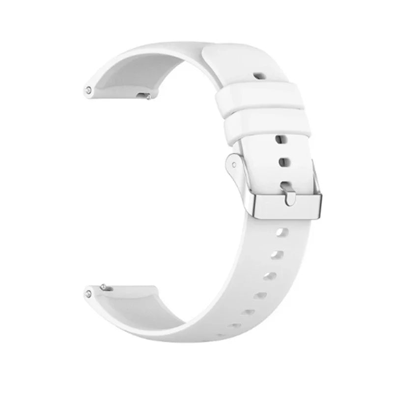 OnePlus Smartwatch Bands Silicone Watch Strap Replacement Bracelet in white with a smooth texture and metal buckle.