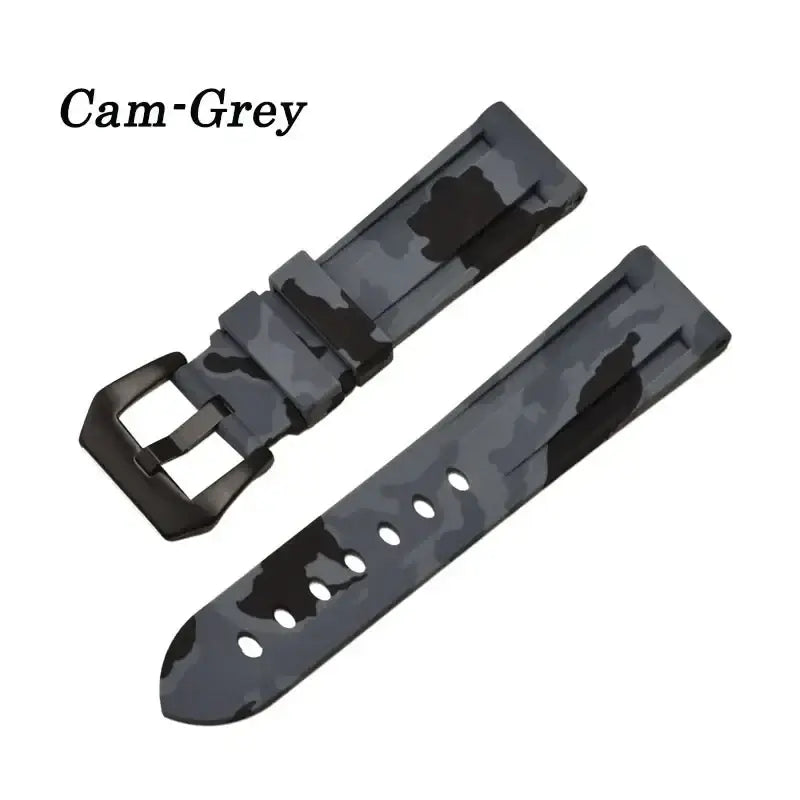 Camouflage Silicone Buckle Band in Gray Camo / Black Buckle for compatible Huawei watches